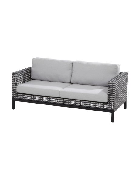 Dias living bench 2.5 seater with 4 cushions, black/black pepper