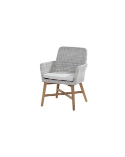 Lisboa dining chair with cushion teak legs, polyloom ice