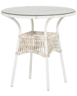 Loire bistro table woven top + glass, retro