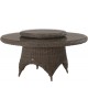 Madoera dining table, lazy susan Ø 90cm + glass, colonial