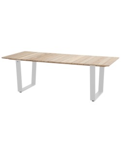 Cricket table top coffee table teak base aluminium white