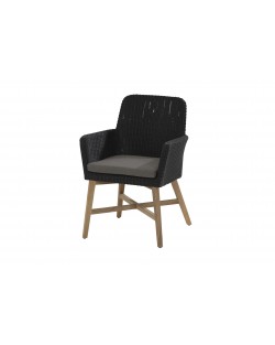 Lisboa dining chair with cushion teak legs, polyloom anthracite