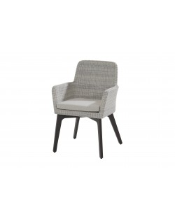 Lisboa dining chair with cushion aluminium legs polyloom anthracite