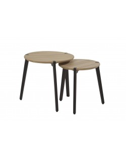 Gabor round coffee table teak with aluminium legs, set of 2